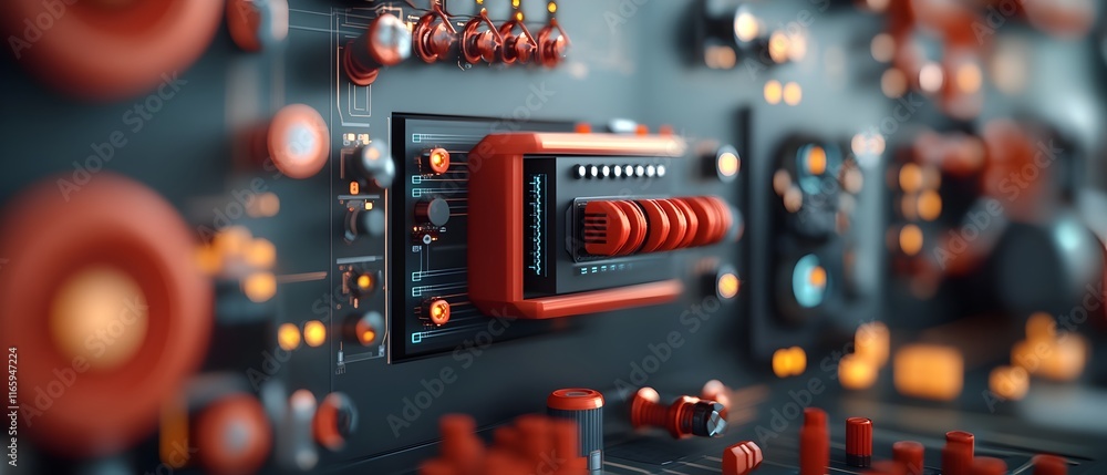 Poster captivating digital control center with intricate schematics advanced computational interfaces and v