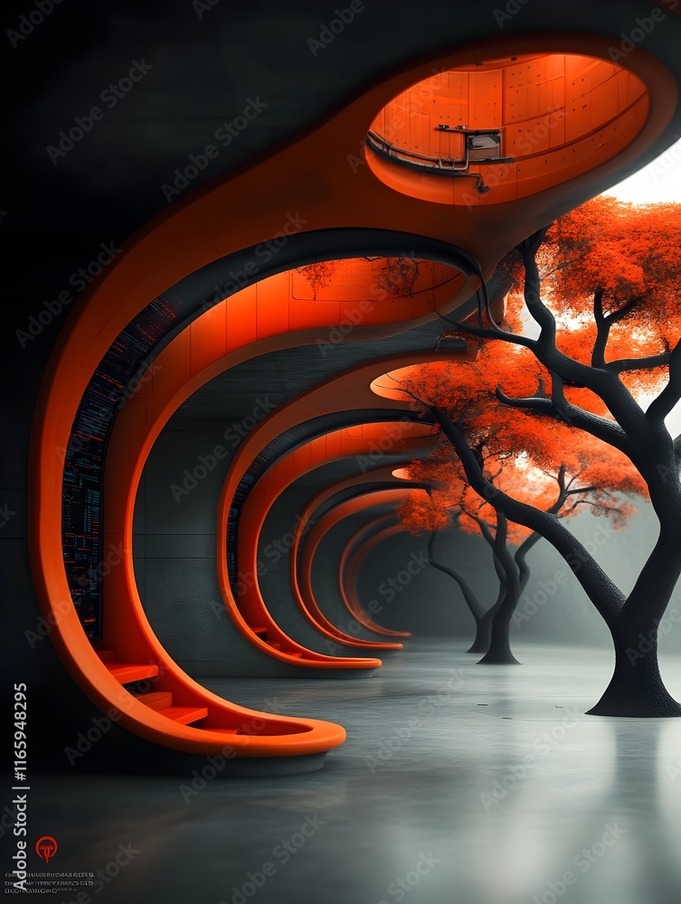 Poster immersive digital utopia with interconnected data networks generative digital sculptures and adaptiv