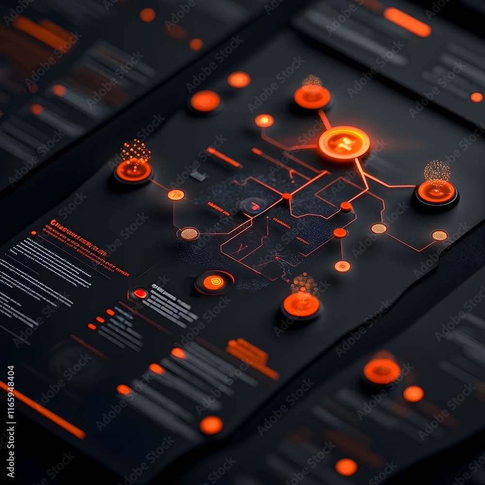 Poster immersive digital realm featuring dynamic holographic interfaces glowing data conduits and floating 