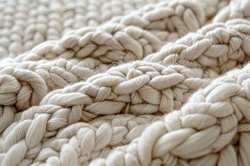 The image captures a close-up of soft, braided white textile with a tactile texture, perfect for adding warmth and comfort to any living space.