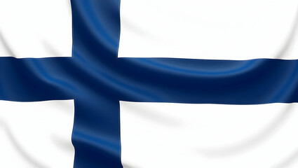 Detailed close-up of the waving Finnish flag