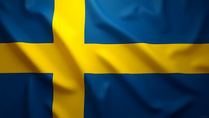 Detailed Close-up of the Swedish Flag Waving