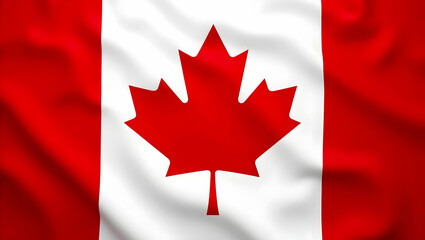 Detailed Close-up of the Waving Canadian Flag