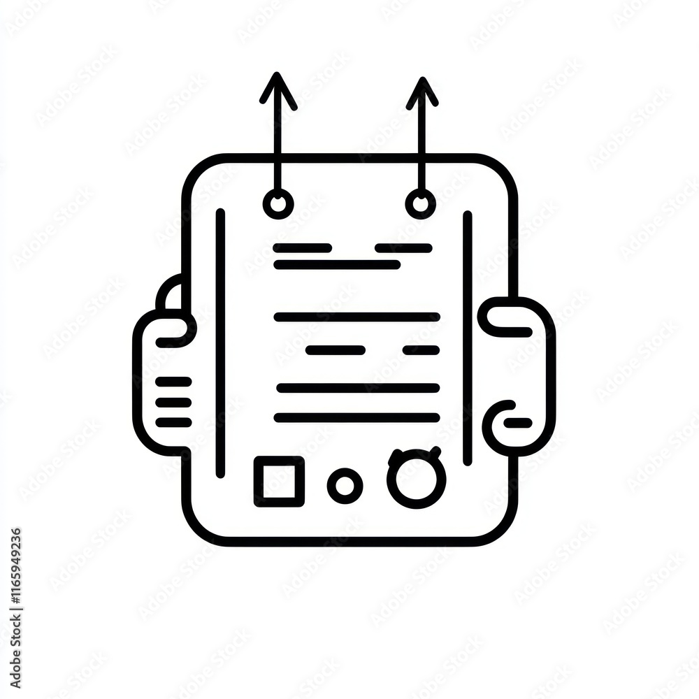 Aufkleber data upload hands holding document device