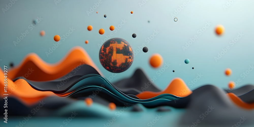 Poster mesmerizing digital dreamscape featuring shimmering data fractals levitating information cores and u