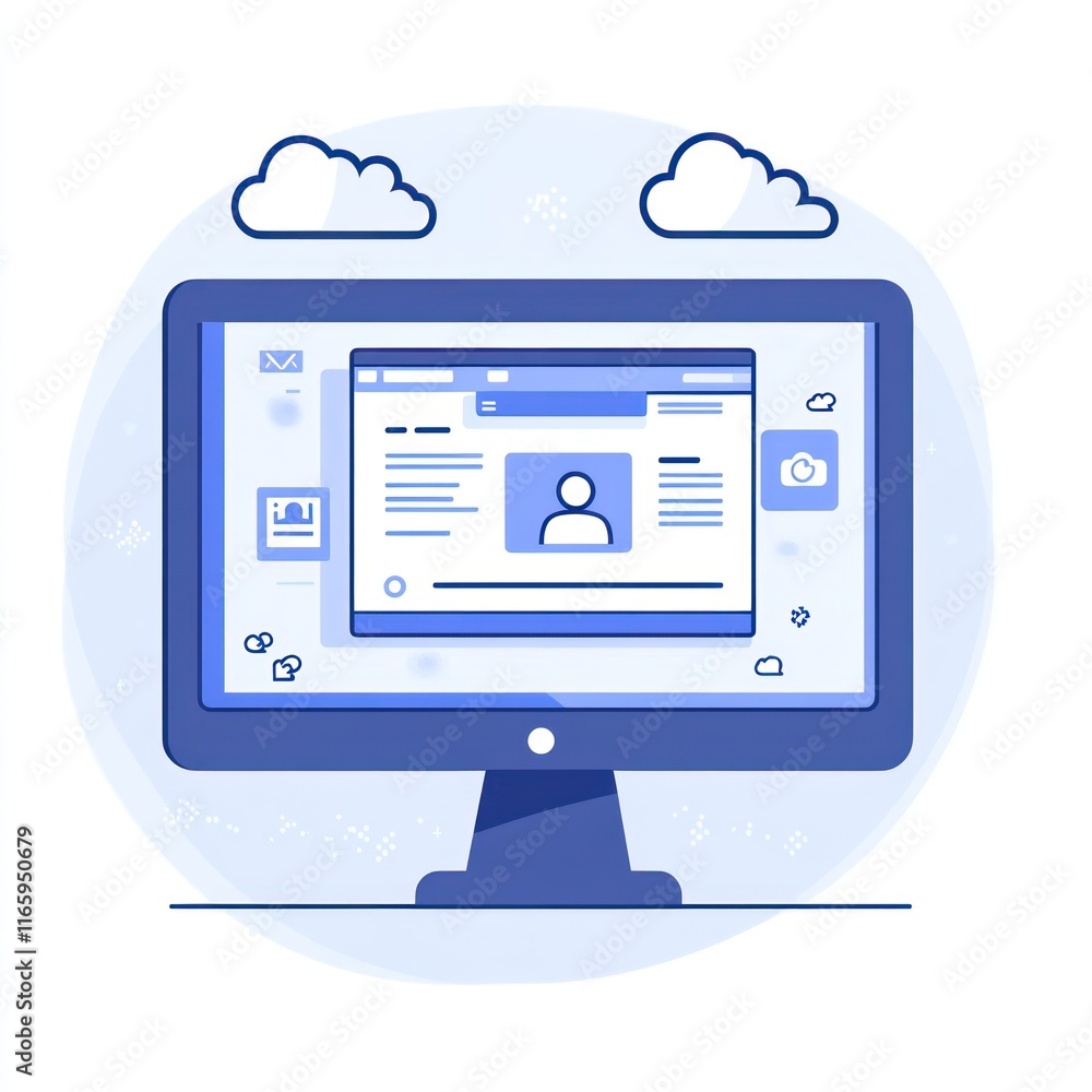 Poster computer screen displaying a user profile webpage online