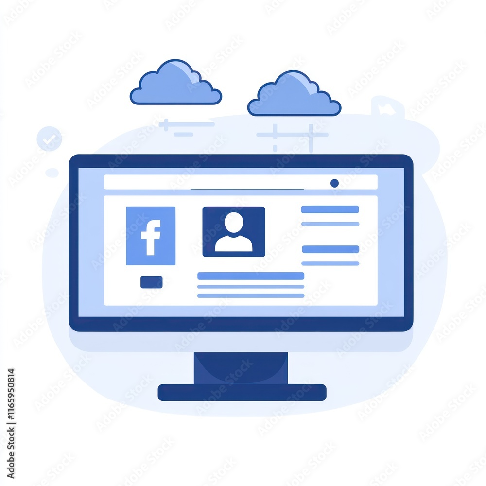 Poster cloud based facebook profile displayed on a computer screen