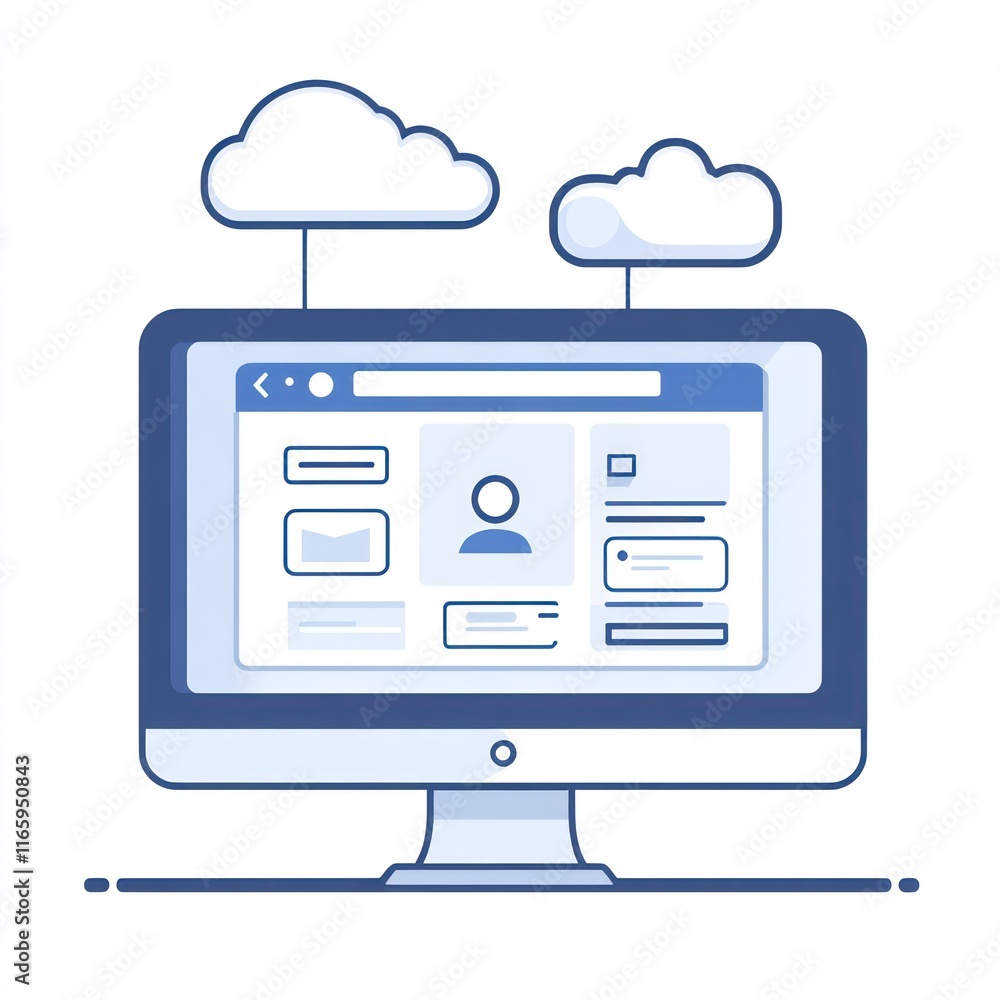 Poster cloud computing data storage shown on computer screen