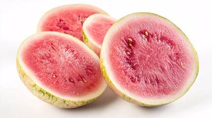 Freshly cut watermelon slices showcasing vibrant pink flesh and green rind, perfect for summer refreshment.