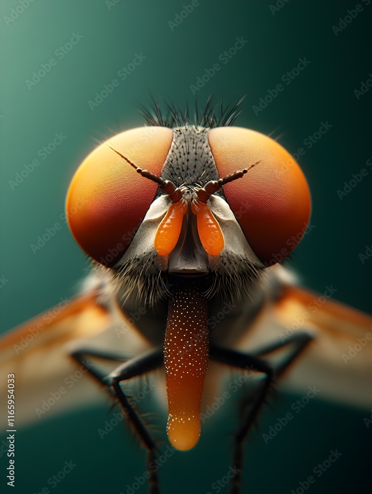 Poster detailed high definition macro photography showcasing the intricate structure and function of a fly 