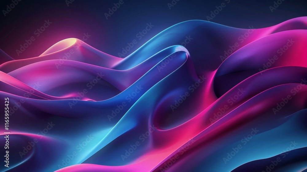 Poster smooth colorful waves creating a modern and abstract background, perfect for wallpapers and digital 