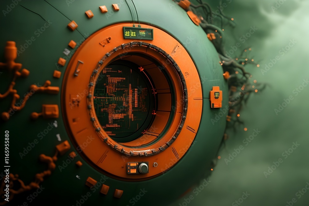 Poster futuristic digital domain featuring complex algorithmic structures and intricate digital textures sh