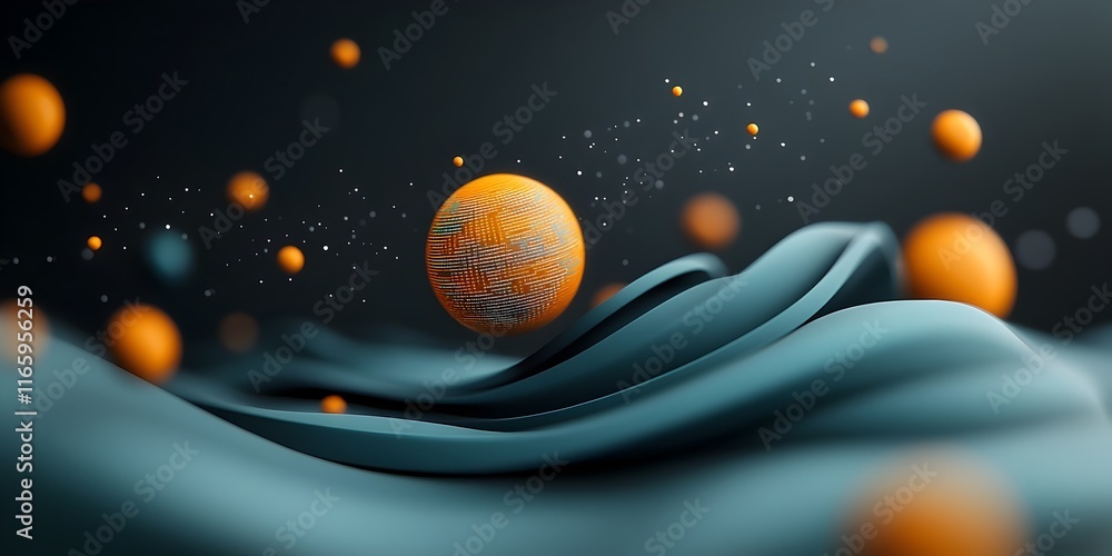 Poster captivating futuristic digital dreamscape with shimmering data fractals levitating information cores