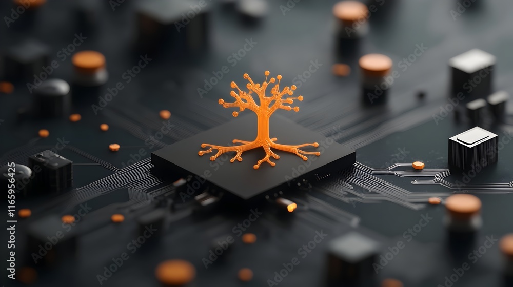 Poster futuristic digital realm intricate neural pathways and autonomous agents navigating encrypted data f