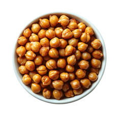 Obraz premium Roasted Chickpeas Bowl Top View Transparent Background.