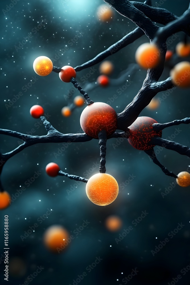 Poster futuristic digital landscape featuring intricate neural pathways intelligent agents encrypted data f