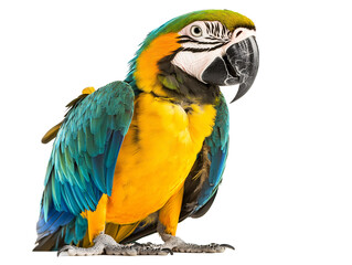 Isolated Blue Yellow Macaw Parrot Side View