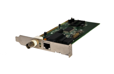 Old network card with two types of connections, RJ45 and BNC, mounting in ISA slot, technology