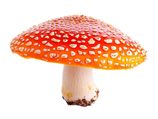 Isolated Red and White Spotted Mushroom