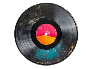 Obraz premium Isolated Vintage Vinyl Record with Orange and Blue Label