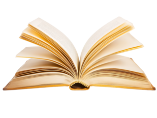 Isolated Open Book with Turning Pages