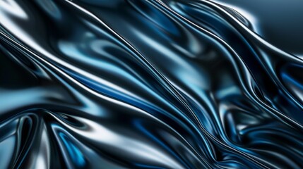 Obraz premium Abstract background with waving metallic dark blue and silver fabric creating elegant folds