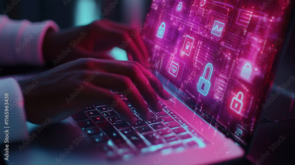 Poster modern technology influences data security in a digital workspace environment