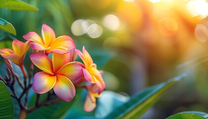 Plumeria Frangipani Flowers With Bokeh