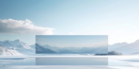 Large Rectangular Mirror or Wall Reflecting a Blue Sky