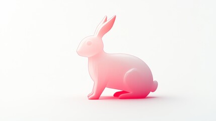 Obraz premium Pink rabbit figurine on white background.