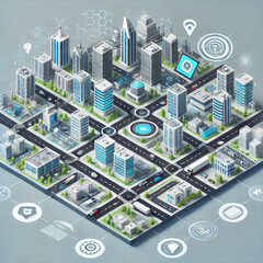 Isometric Smart City Concept Illustration
