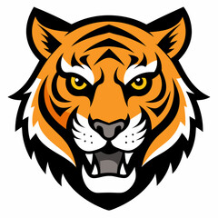 portrait of the angry tiger head vector icon on white background