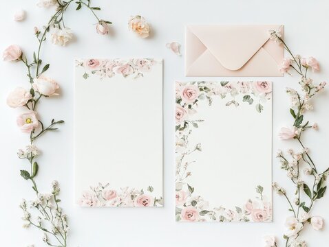 Elegant floral baptism invites mock up