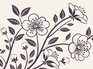 Generate floral patterns with staggered rows and a monochrome color palette.
