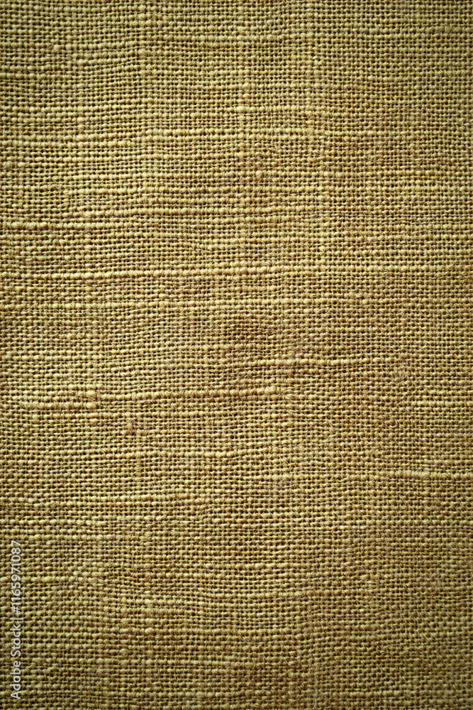 Poster natural linen fabric texture with a neutral color and fine weave displayed in close-up showing detai