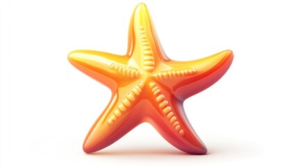 Obraz premium Shiny orange starfish isolated on white background.