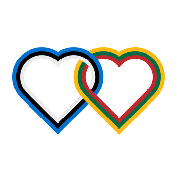 recommend clip art: heart shaped ribbon of estonia and lithuania flags intertwined. vector illustration isolated on white background