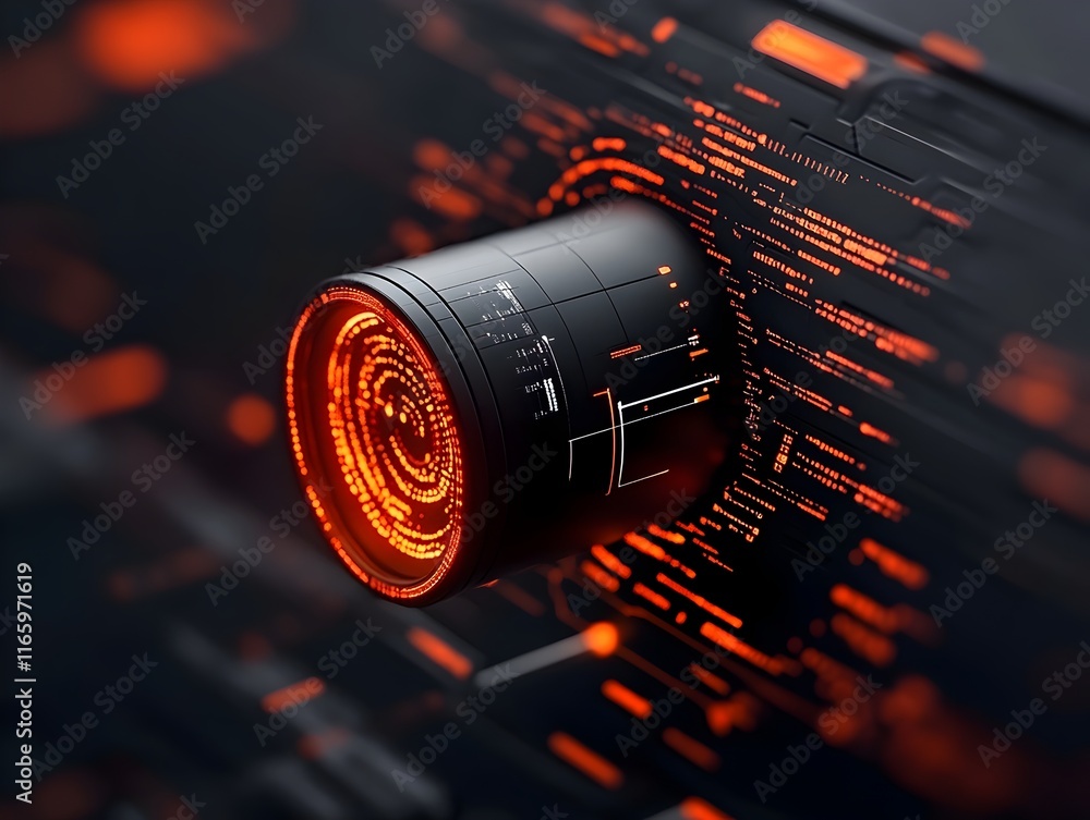 Poster mesmerizing digital environment with pulsing data flows holographic data projections and advanced co
