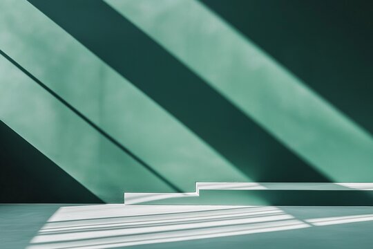 
green background with diagonal lines, a simple and minimalist style, high contrast, geometric shapes, dark tones, shadows on the wall, abstract elements, a cool tone, minimalist design. - Powered by Adobe
