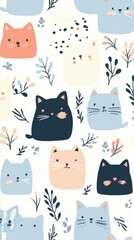 Cute Cartoon Cat Pattern