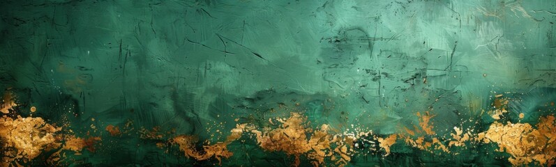 Green and gold paint on a wall