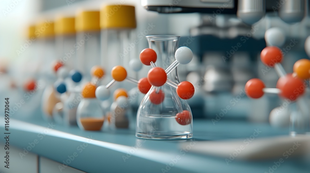 Poster nanotech fabrication laboratory showcasing self assembling molecular structures atomic scale 3d prin