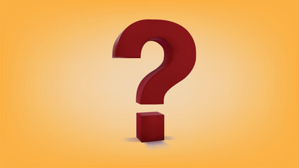 3d render of red question mark icon, vector illustration