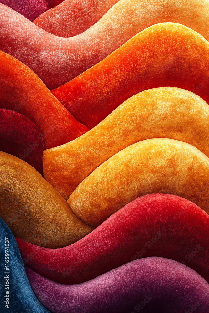 Poster abstract waves of color demonstrating warm tones and smooth textures in a vibrant artistic display