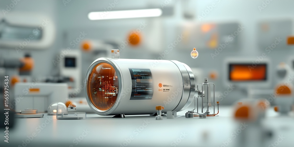 Poster cutting edge pheromone data visualization lab with luminous holographic interfaces and gleaming retr