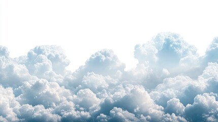 Clusters of fluffy white clouds hover gently under a bright blue sky, creating a peaceful atmosphere