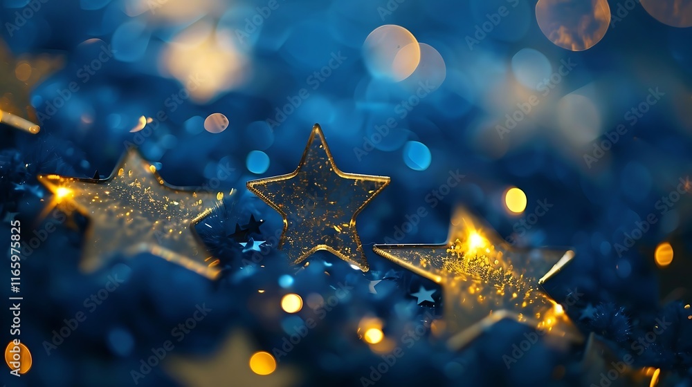 Poster christmas background with snowflakes and bokeh lights. copy space.