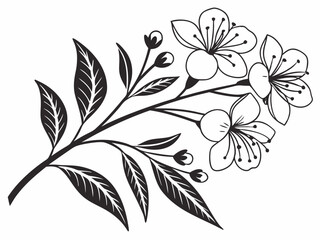 Design basic leaf shapes paired with rounded flowers in black and white.