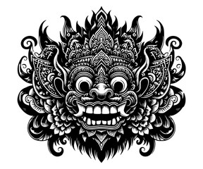 balinese barong mask vector art isolated on white