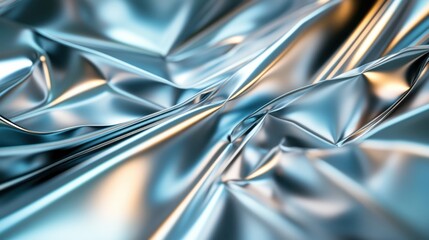 A stunning view of crumpled metallic fabric that captures light in varied ways, ideal for showcasing creativity and artistic flair in design work.